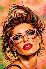 "THE DEEP BLUFF" Lady mit Brille Cartier Pop Art Leinwandbild Comic 100 x 75 cm
