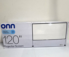 onn 120in Portable Projector Screen w/ Stand Polyester White 16:9 NIB