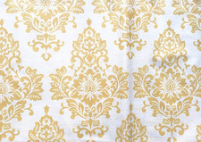 Happy Easter 52x52 Square Yellow Elegant Damask Vinyl Flannel Backed Tablecloth