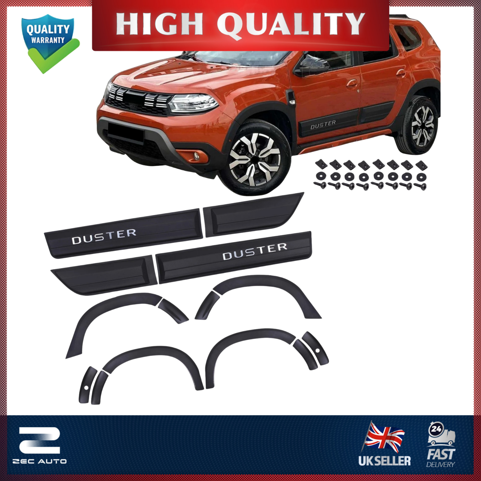 Fender Flares & Door Moulding Kit for Dacia Duster 2018-2023 Wheel Arch Covers