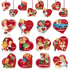 Vintage Valentine Wooden Heart Ornaments 12Pcs Tree Decorations Gifts Favors Her