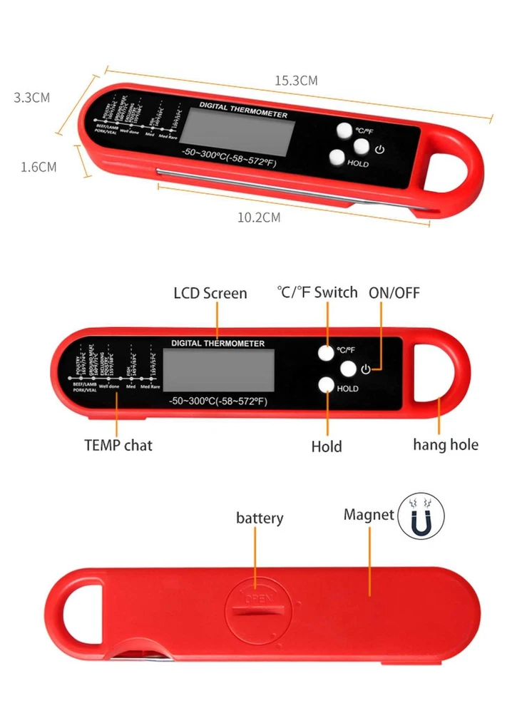 Meat Thermometer Digital - Instant Read Food Thermometer for Cooking Grilling...