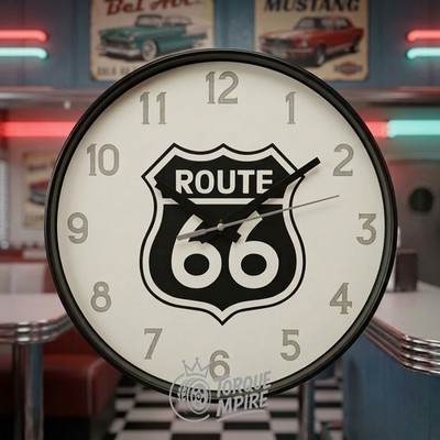Route 66 Wanduhr 30cm Oldtimer American Car Garage Diner Deko in Geschenkbox