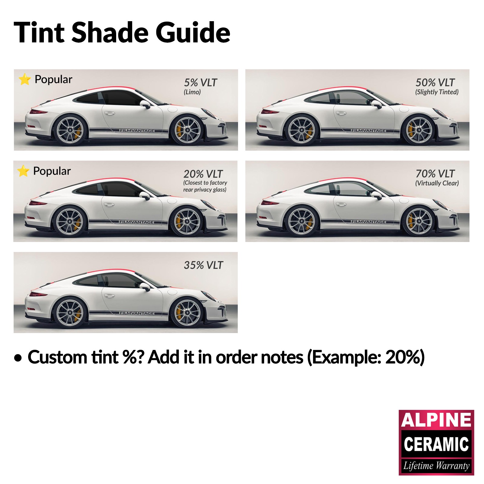 ALPINE CERAMIC PRECUT WINDOW TINT KIT FOR MASERATI LEVANTE 16-24 FRONT DOORS