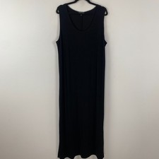 Vintage Slinky Brand Maxi Dress Size 1X Black Knit Side Slits Sleeveless