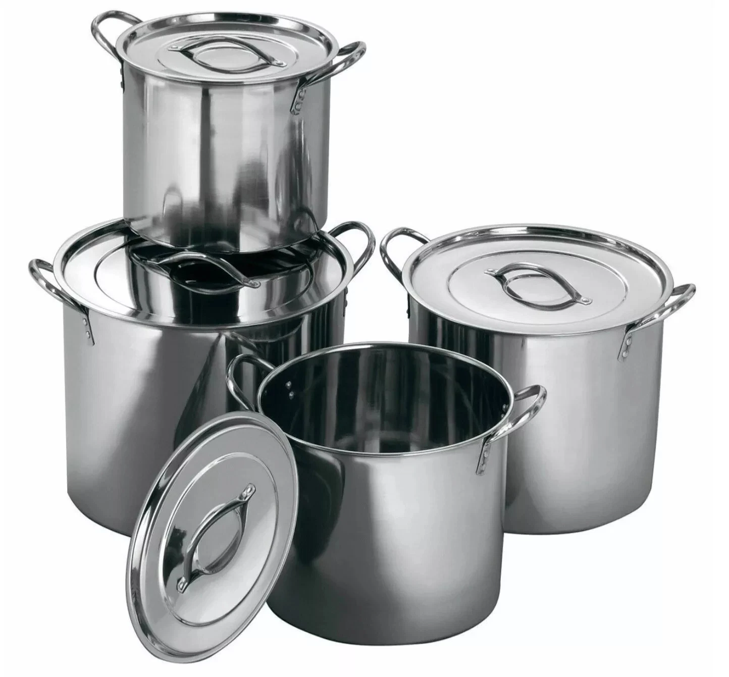 4pc Stainless Steel Deep Stockpot Casserole Catering Cooking Saucepan Stew Pot
Opens in a new window