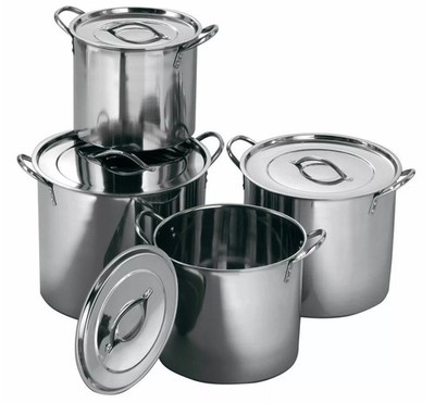 4 Stück Edelstahl tiefer Suppentopf Kasserolle Gastronomie Kochen Kochtopf Schmortopf