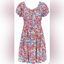 J. Crew Bright Vegetable Garden Print Smocked Dress 0