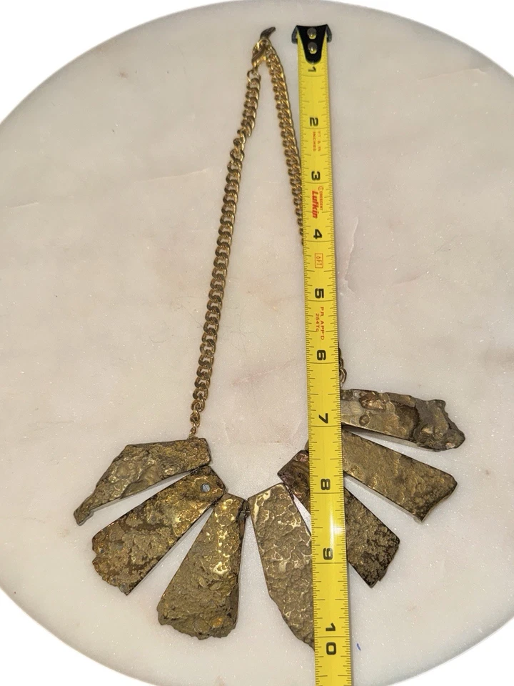 Yochi NY Oro Texturizado Pirita Babero Declaración Collar Grueso Audaz Foto 4 de 4