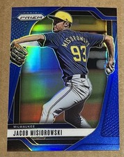 2025 Panini Prizm #4 Jacob Misiorowski Blue Prizm Rookie SP #040/199 Brewers