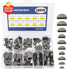 120Pcs Woodruff Key Assortment Kit, 10 Popular Sizes of Half Moon Keys, Keyway a
