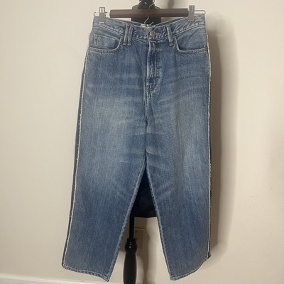Moname American In Paris High Waist Straight Leg Cropped Blue Jeans Women s 23