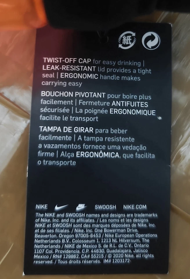 Garrafa de água Nike Hypercharge Chug 32 oz laranja - Imagem 4 de 4