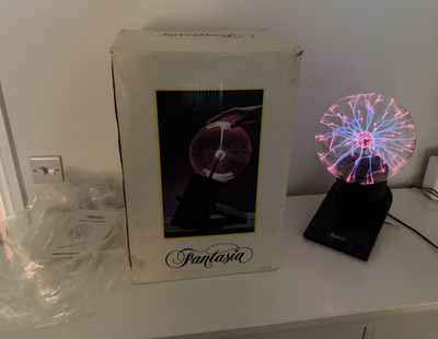 Vintage Fantasia Plasma Kugel Lampe 15  / 38cm verpackt funktionstüchtig 9  Kugel Retro
