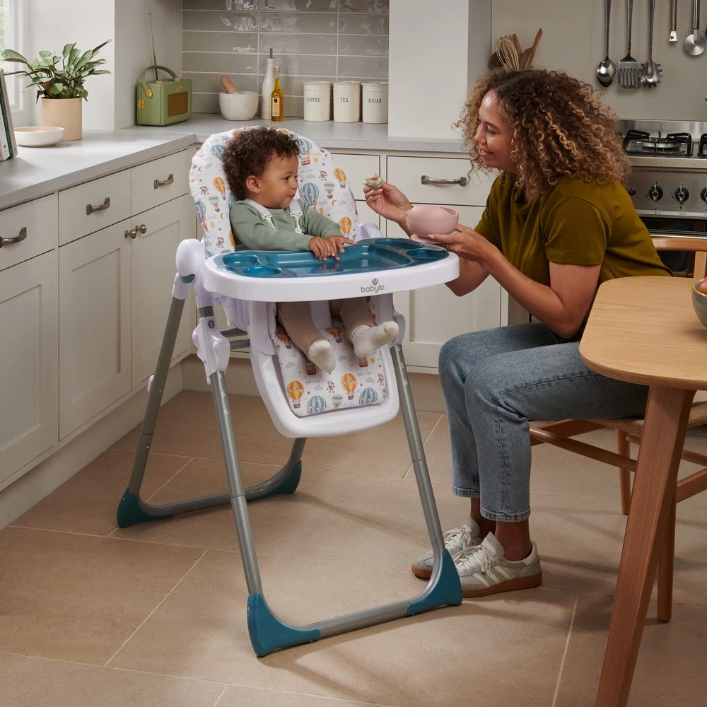 Babylo Hi Lo Convertible High Chair with Hot Air Balloon Patterns Foldable - NEW