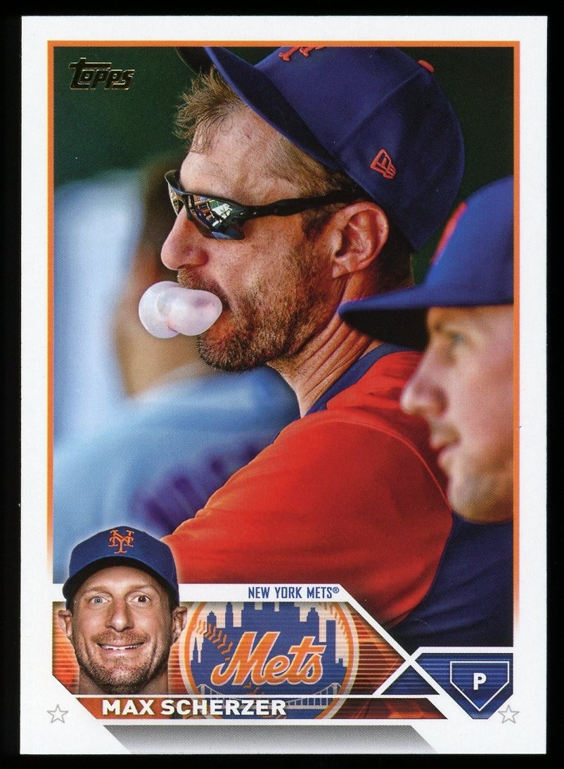 Max Scherzer 2023 Topps 21 Blowing Bubble Golden Mirror Image Variation SSP Mets