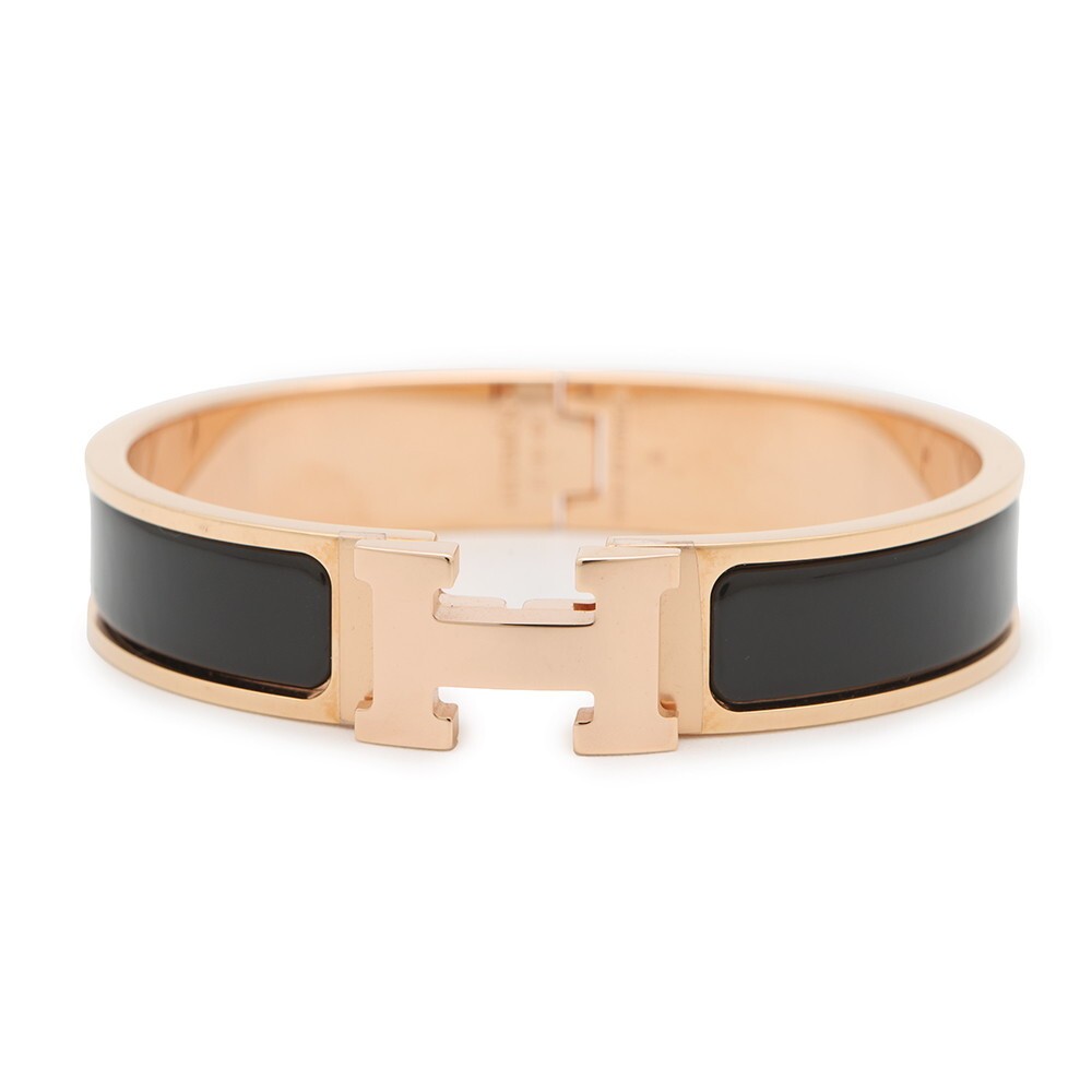 Hermes Click H Bracelet PM Black Pink Gold Hardware Luxury Accessory