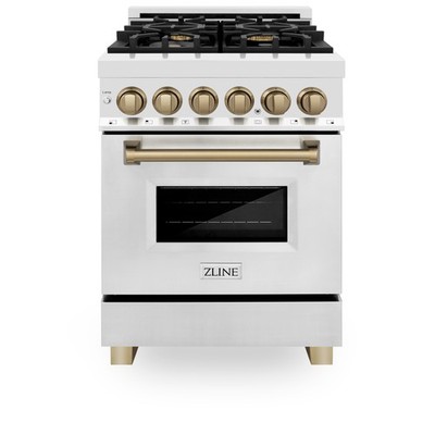  ZLINE 24'' Dual Fuel Range Gas Stove Electric Oven STAINLESS STEEL RAZ-24-CB OB
