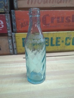 Vintage Grum's Embossed Ginger Ale Soda Bottle 6.5 Oz. Blue