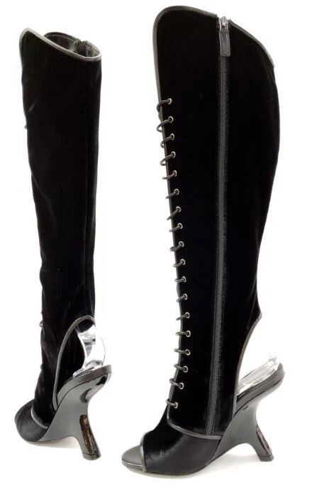 36.5/6.5❤️$2000 TOM FORD Velvet LEATHER OVER KNEE High Heels Wedge BOOTS - Image 2 of 4