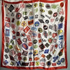 Vintage Scarf Scarve Railroad Train Logos Souvenir