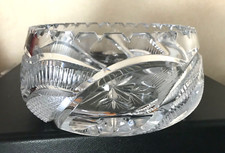 Schwere Bleikristall-Glas-Schale - &Oslash; 16 cm - mit S&auml;gezahnfassung  - unbesch&auml;digt