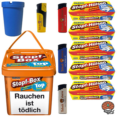 Fargo Stopf-Box Stopftabak/Volumentabak 445g Eimer + 1000 Fargo Hülsen ...