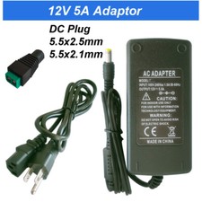 12V 5A Power Adapter AC 100-220V to DC 60W Power Supply for LED Strip Light CCTV