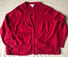 Charter Club Women M Magenta Pink Open Cardigan Long Sleeve Knit Pleated Accents