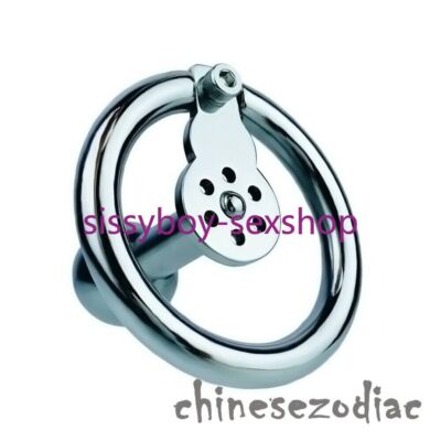 Men Metal Lock Belt Stainless Steel Male Chastity Device Flat Cage Drain Tube