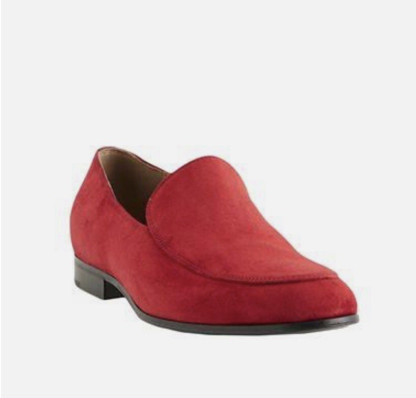 靴 Vintage YSL Loafers 24 1/2 YVES SAINT LAURENT Shoes 42 RIVE GAUCHE Red Suede Loafers ITALY
