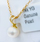 GENUINE WHITE PEARL PENDANT 14K YELLOW GOLD - 6mm-MADE IN USA - New With Tag — photo 2