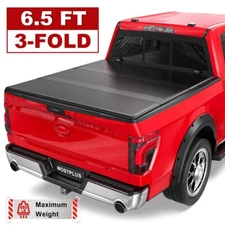 Tri-Fold 6.5FT Fiberglass Hard Bed Tonneau Cover For 2015-2024 Ford F150 Truck