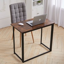 Folding Office Desk Table Metal Frame Wood Computer Home Study Laptop Furniture