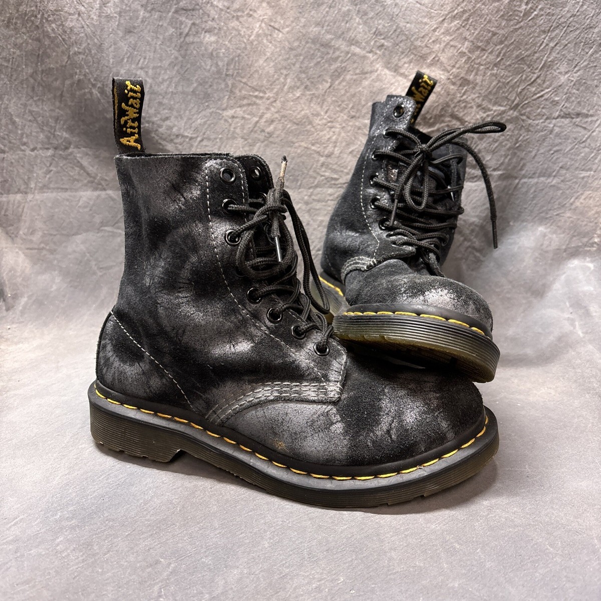 Dr Doc Martens Pascal Tie Dye Combat Boots Women Black Lace Up Tall