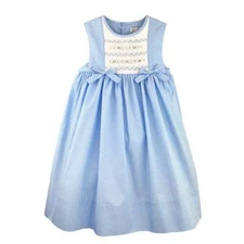 Petit Ami Blue Dot Smocked Dress with Bows  2T 3T 4T