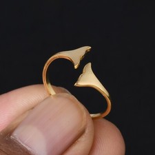 Dolphin Wrap Tail Ring 18k Gold Plated Double Fish Tail Adjustable Ring For Gift