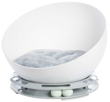 New Plastic Bowl Shaped Sleeping Bed House Cat Cave Lounge with Ball Toy