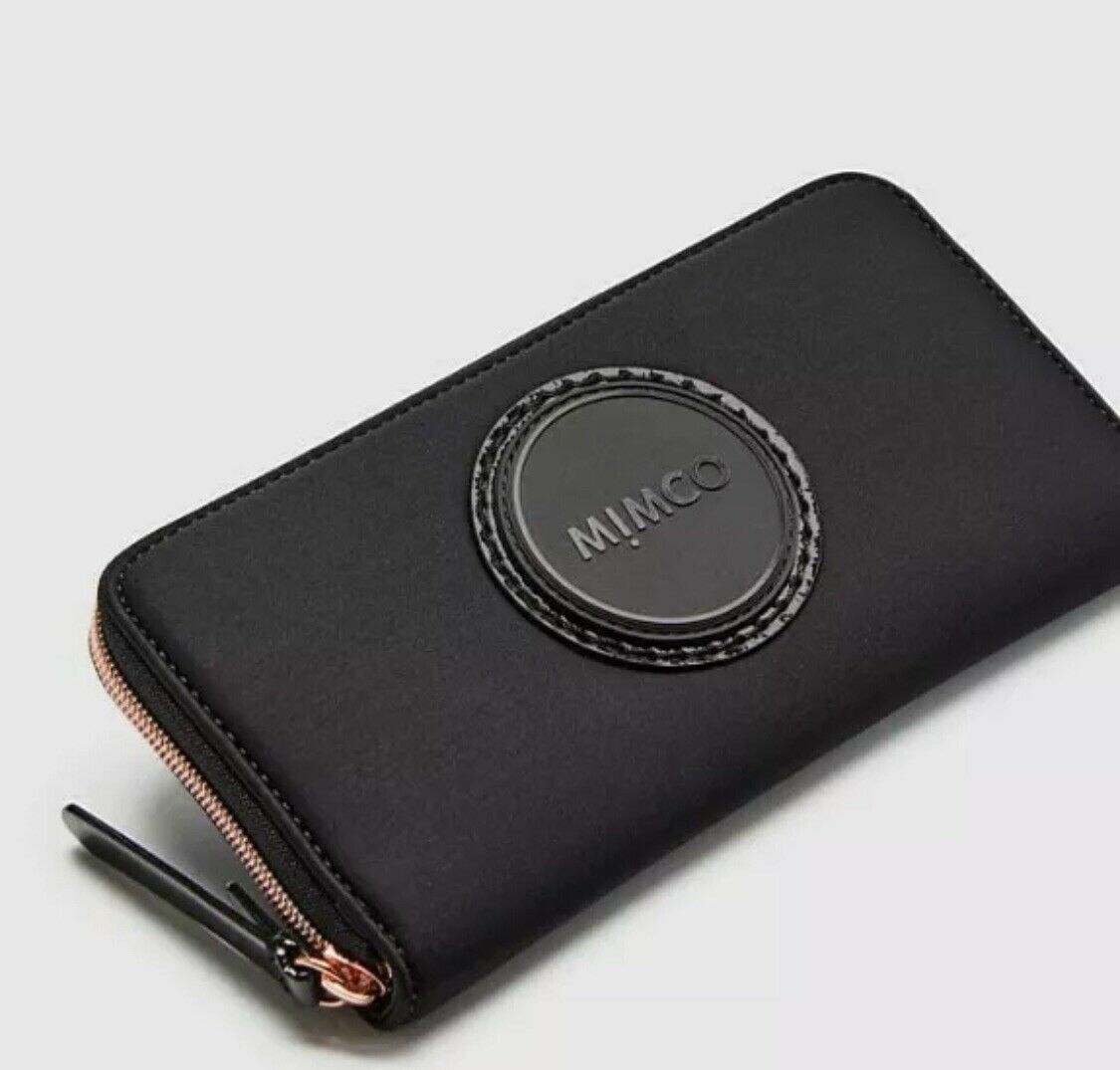 MIMCO Serenity Large Coin Pouch Wallet Clutch Purse Black • RRP