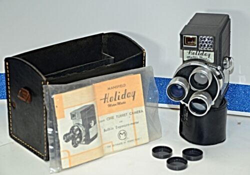   Mansfield Movie Camera 8 MM Turret Lenses In Working Order With Manual - Picture 1 of 8