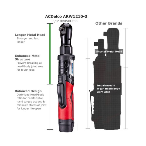ACDelco ARW1210-3P G12 Series 12V Cordless Li-ion 3/8” 65 ft-lbs. Brushless R... - Picture 3 of 7