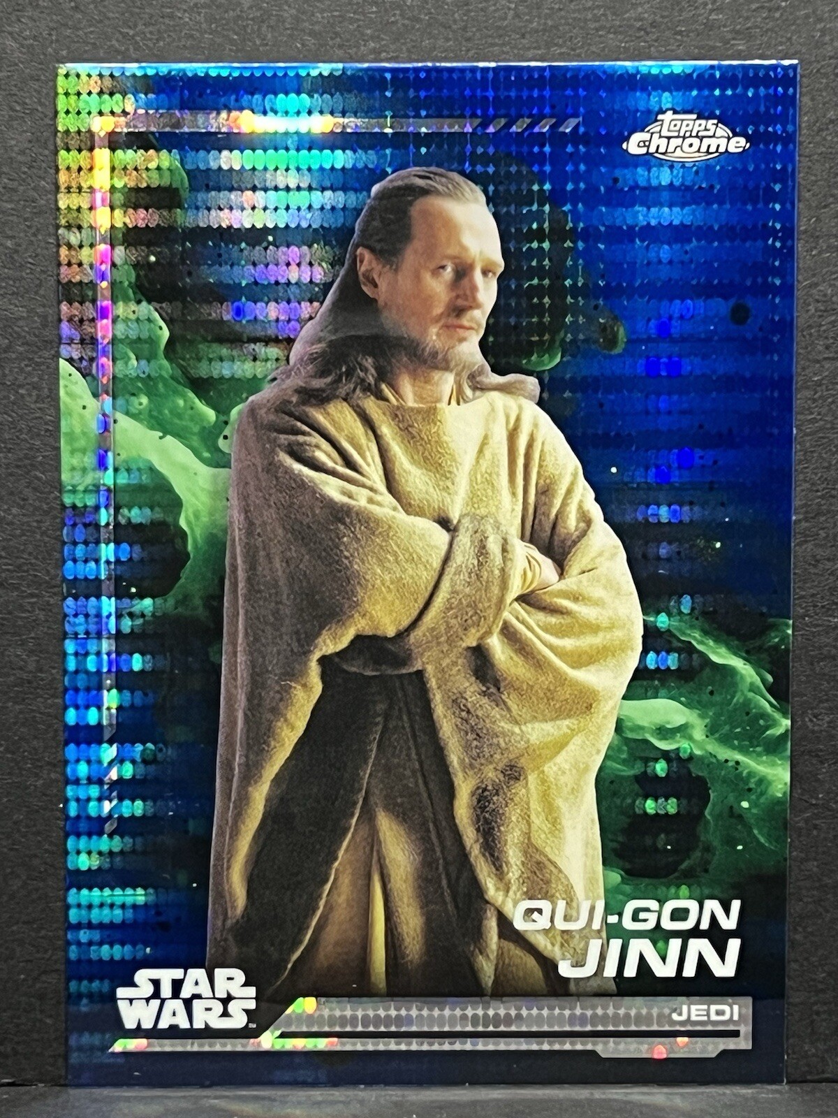 2024 Topps Chrome Star Wars Qui-Gon Jinn Blue Pulsar #128