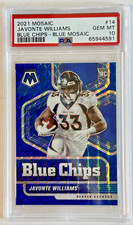 2021 Panini Mosaic Javonte Williams Rookie Blue Chips Blue Mosaic /99 - PSA 10!
