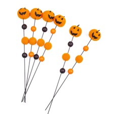 Package of 6 Fuzzy Halloween Jack O' Lantern 13" Picks