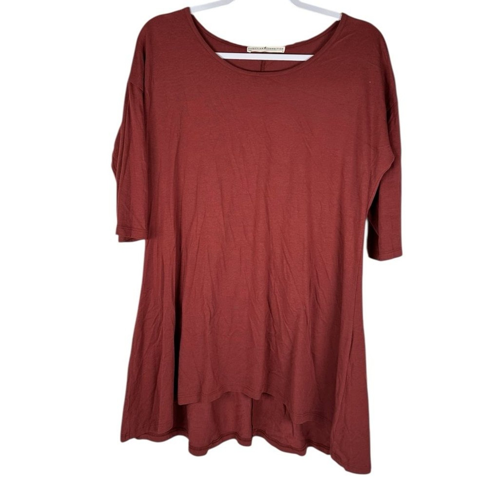 Peruvian Connection Solid Red Half Sleeve Hi-Low … - image 1