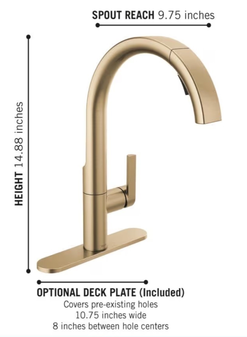 Delta Faucet 19824LF-CZ Keele Champagne Bronze Pull-Down Kitchen Faucet