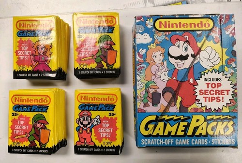 NINTENDO GAME PACKS BOX TOPPS 48 PACKS FULL BOX MARIO RC 1989 TOPPS HTF     