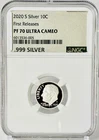 2020 S Silver 10C NGC PF70 Ultra Cameo Early Releases .999 Pure Silver