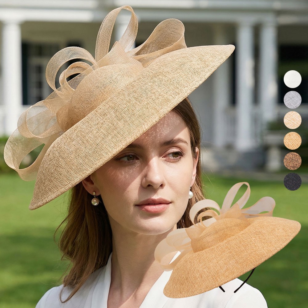 Sombrero francés de ala ancha - Lazo vintage para mujer fiesta del té elegante sombrero primavera verano;