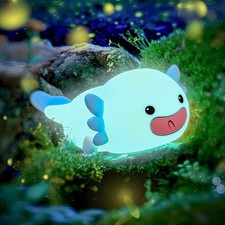 UNEEDE Blue Axolotl Night Light for Kids, Animal Silicone